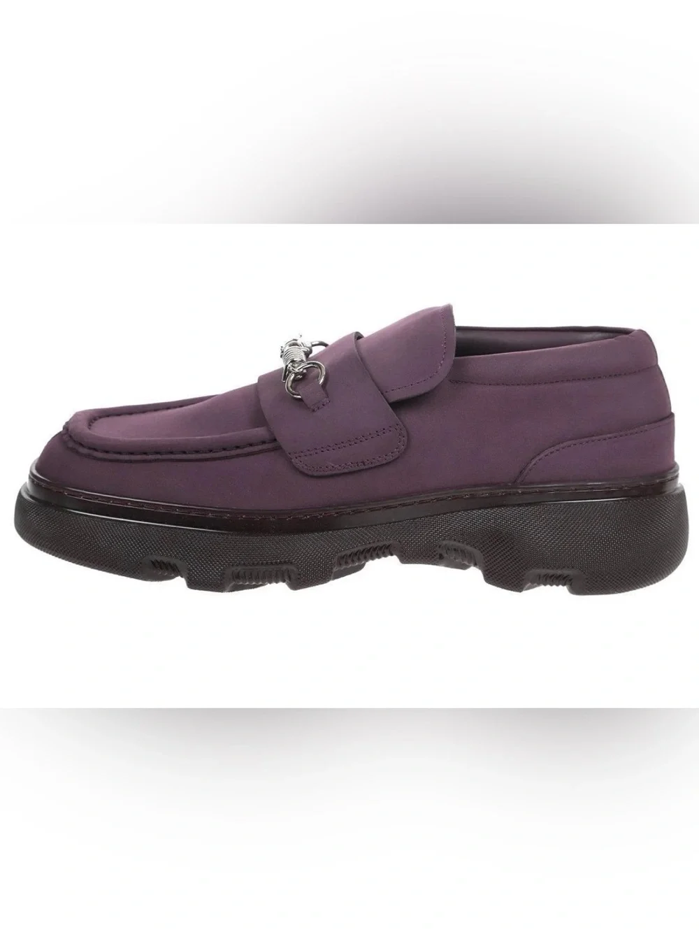 NEW BURBERRY MEN'S CREEPER WINTER SOLE AUBERGINE LEATHER LOFER SHOES 42/9